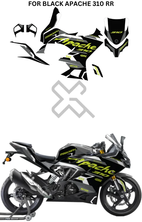 Neon Race Edition Full Body Sticker Compatible with Apache 310 RR | Printed In Premium Matte Vinyl With FPF(Fade Protection Film), Water Proof, Precut Sticker